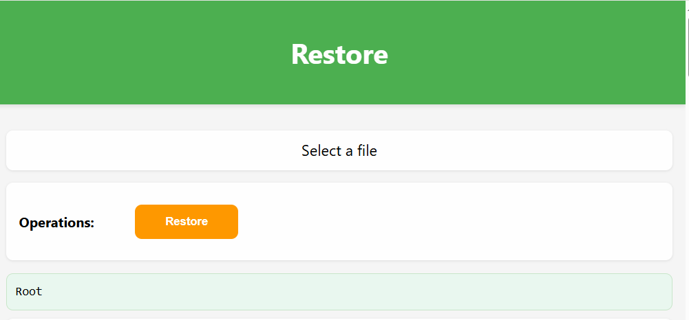 Restore interface in app